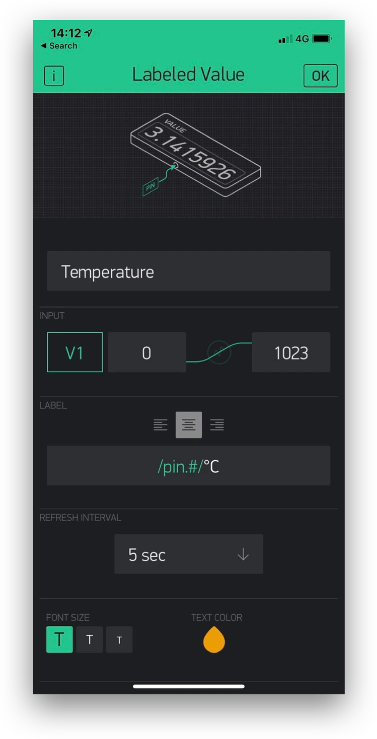 Setting temperature in Blynk